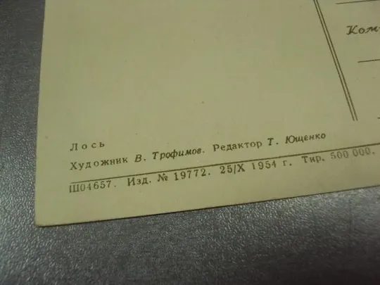 Купити открытка лось 1954 трофимов №15671