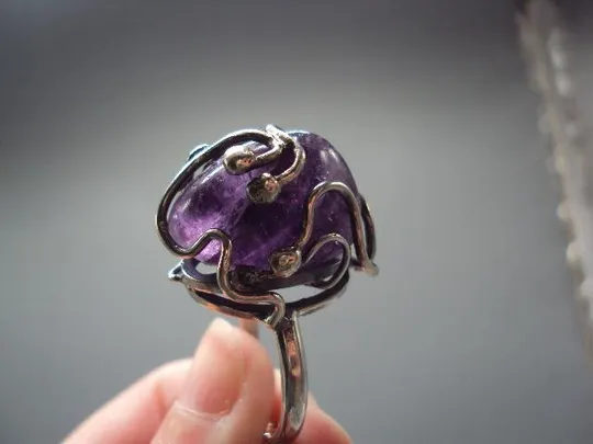 Купити Женское кольцо авторское Аметист листик серебро 925 проба Украина вес 13,59 г 19 размер новое №14384