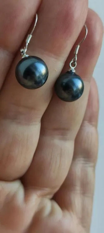 Серьги ЧЕРНЫЙ Жемчуг 10мм из Австралии  pnf338 З аукціону