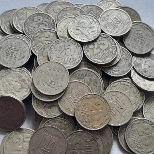 (7438) 25 копійок 1992 2ААм - 120 монет одним лотом (25 копеек 1992 2ААм опт перепутка) Інтернет-аукціон