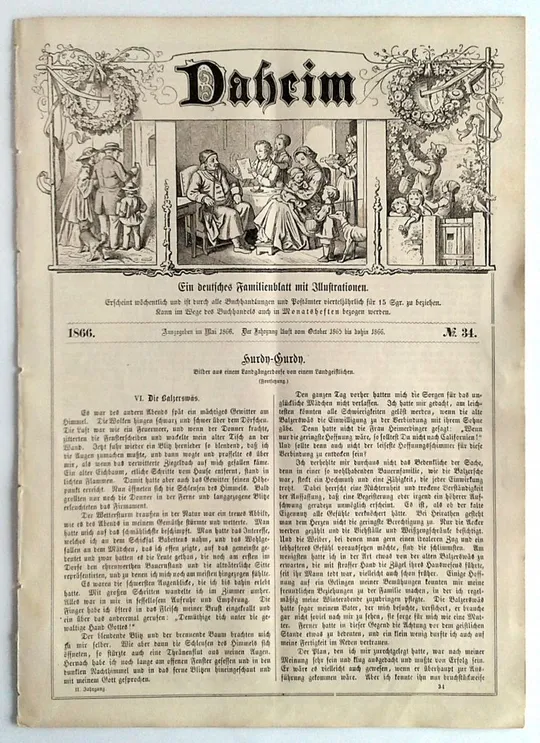 Купити Журнал Daheim №34 травень 1866 року Німеччина Fv8.6