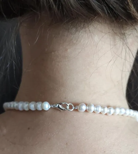 Новое! белоcнежное жемчужное ожерелье , модная драгоценность-НАСТОЯЩИЙ ЖЕМЧУГ  nl1 Де купити