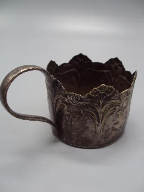 Подстаканник Варшава цветочки цветы fabr. woloka pod warszawa 1891 год высота 5,7 см (№ 740) Інтернет-аукціон