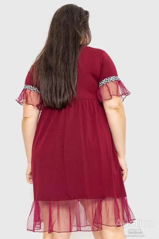 Платье свободного кроя, цвет бордовый, 231R6444 Продаж