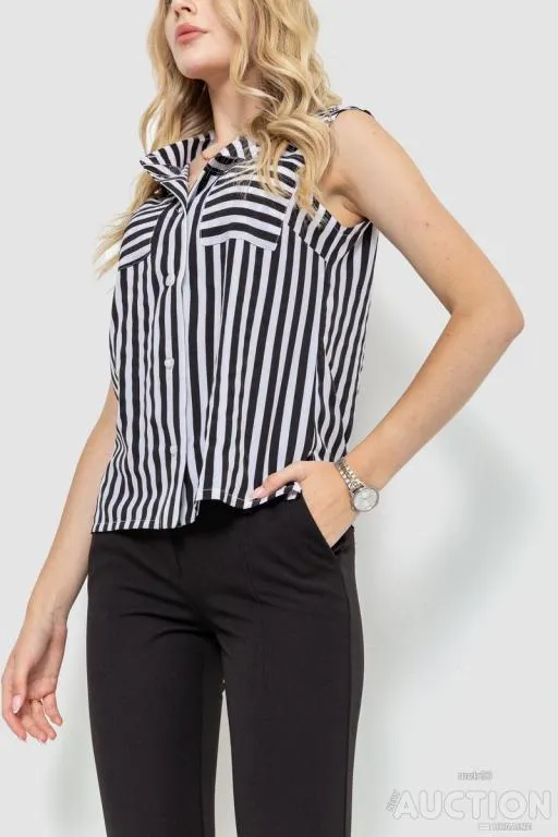 Блуза без рукавов в полоску, цвет черно-белый, 102R068-1 З аукціону