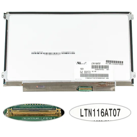 Матриця 11.6 LTN116AT07 (1366*768, 40pin, LED, SLIM (горизонтальні вушки), матова, роз&#039;єм праворуч знизу) для ноутбука (renew) Ціна