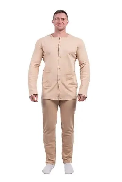 фото, Піжама чоловіча сорочка і штани Bono бавовна футер петля бежевий (розміри: 48-52) 50