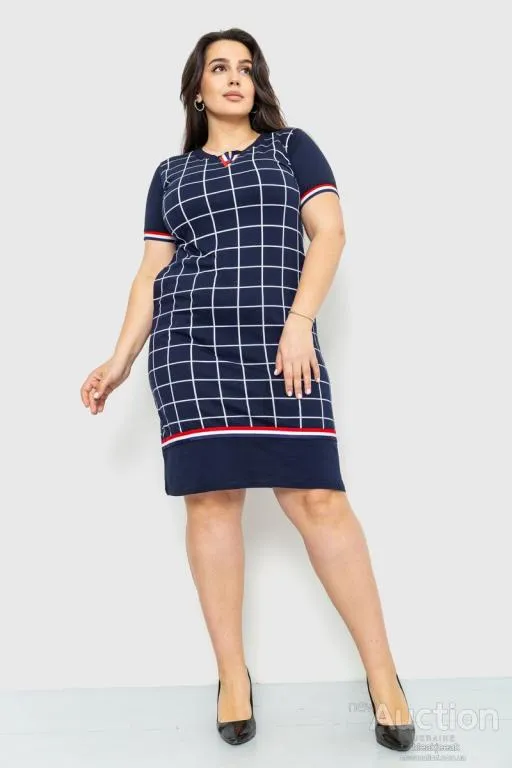 Купити Платье в клетку повседневное, цвет темно-синий, 231R6234