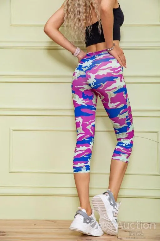 Женские велотреки, принтованные, сине-малинового цвета, 172R4010 Продаж