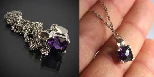 Підвіска кулон аметист ланцюжок срібло 925 проби German З аукціону