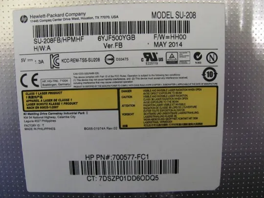 номер1045-5 DVD-привод SU-208 для HP PROBOOK 655 G1 650 G1 DVD привод Заглушка панелі CD/DVD для ноутбуків CD Зчитувач дисків Читалка оригінал Де купити