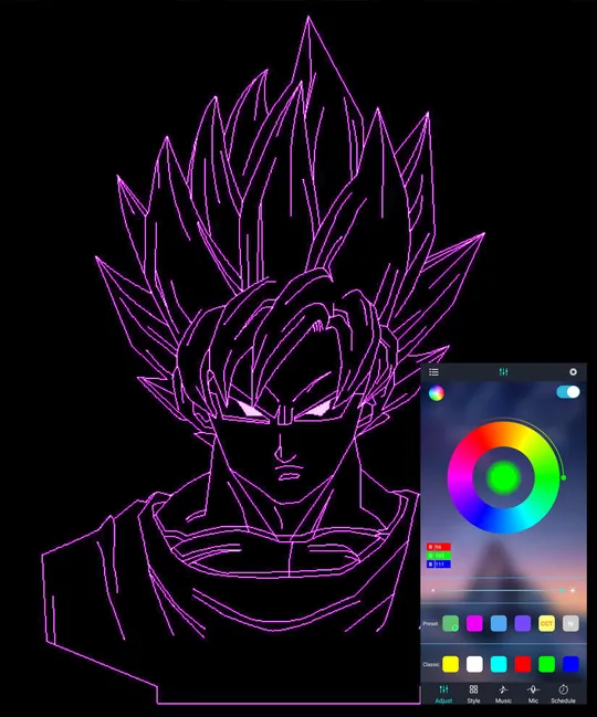 Акриловий світильник-нічник керування з телефона Сон Ґоку tty-n000449 Ціна