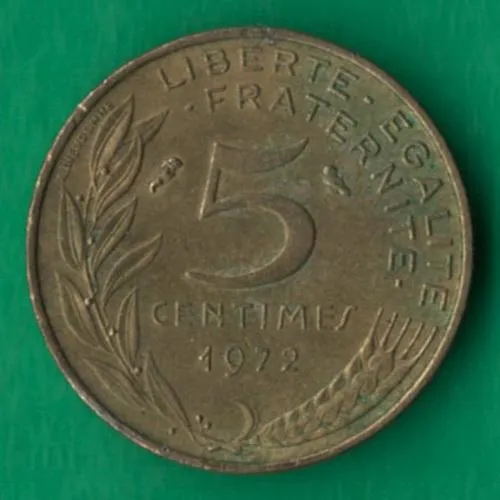 5 сантимів 1972 року Франція [КВ] Ціна