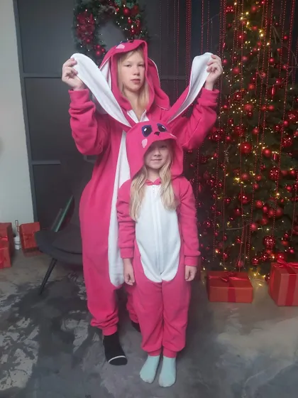 фото, Кігурумі дитяча костюм піжама Зайчик рожевий (80/86/92/98/104) зріст 98 см.