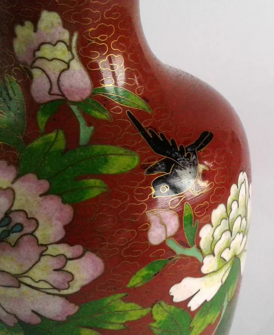 Купити Антикварна колекційна ваза клуазоне Cloisonne латунь #2