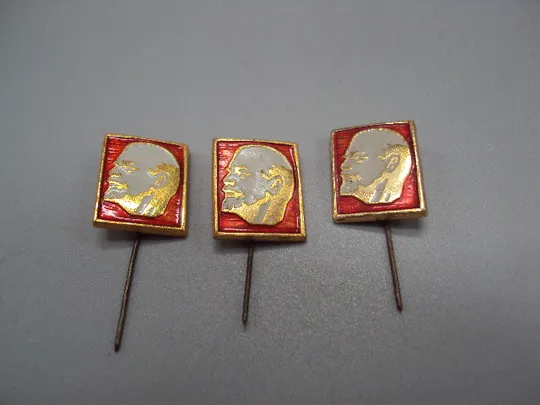 Купити Знак Ленин портрет профиль голова на красном фоне ссср фрачник игла лот 3 шт №17662