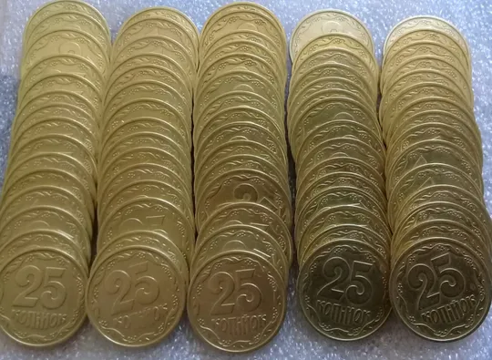 (2476) 25 копійок 1992 3БАм, нечаста - 75 монет в хорошому стані, одним лотом (25 копеек 1992 3БАм опт) Продаж