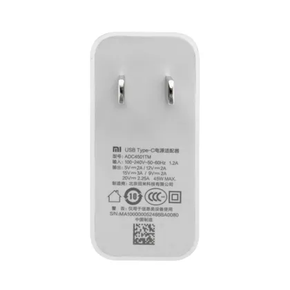 фото, Оригінальний блок живлення для ноутбука XIAOMI TYPE-C 45W, квадратный, white (без переходника)