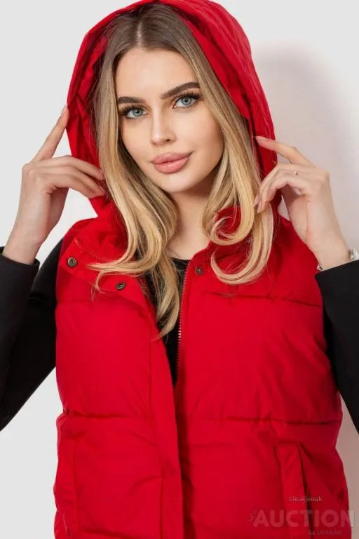 Жилет женский с капюшоном, цвет красный, 243R20232 Інтернет-аукціон