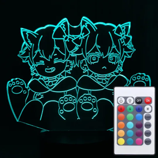 Акриловий світильник-нічник з пультом 16 кольорів Рем и Рам 2 tty-n001358 Ціна