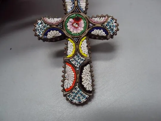 Крест нательный эмаль Итальянская мозаика крестик и бусы четки длина 5 см и 29 см №13823 Інтернет-аукціон