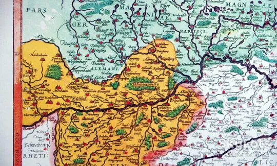Старовинна мапа карта Баварії на папері верже 1595 Abraham Ortelius Де купити