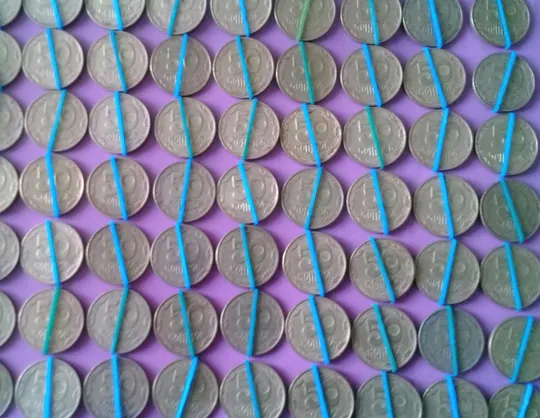 (1141) 50 копійок 1992 1БАм повороти (порушення соосності) - 96 монет одним лотом (50 копеек 1992 1БАм брак) Продаж