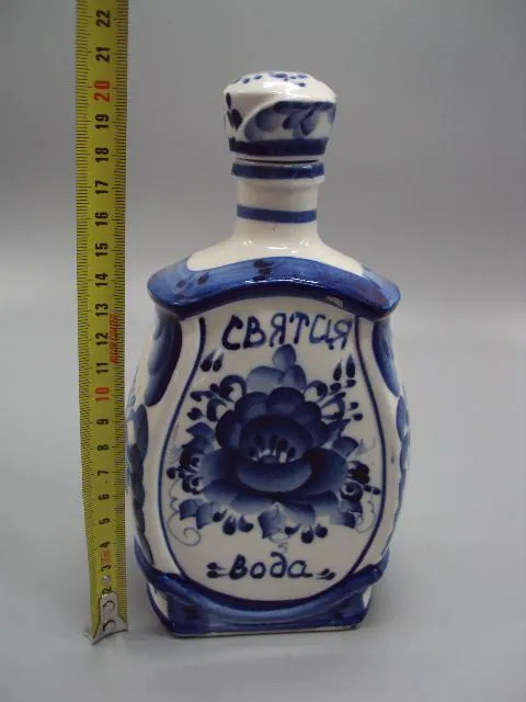 Купити Штоф фарфор Гжель святая вода Куликов А. высота 20,5 см №13698