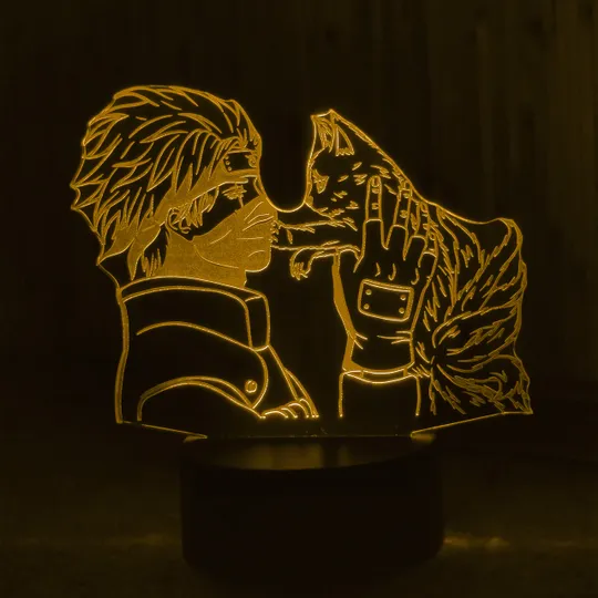 Акриловий світильник-нічник Какаши та Курама жовтий tty-n000495 Ціна