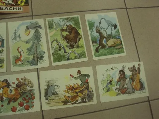 набор открыток басни крылова 1966 сидоров 9 шт №13267 Характеристики