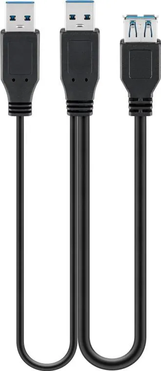 Купити Кабель пристроїв USB3.0 A 1x2 F/M Goobay (75.09.5749) 0.3m Y-form AWG28 2xShielded Cu