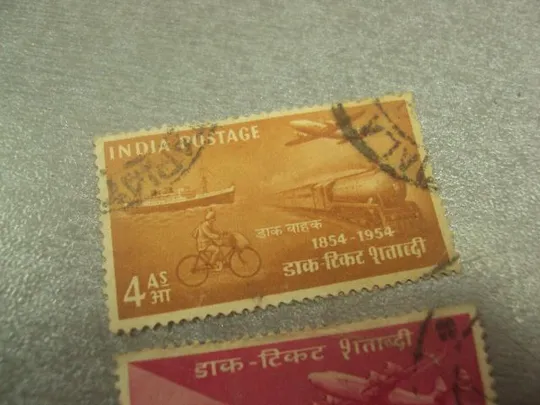 марки Индия 1954 транспорт флот ж/д авиация лот 2 шт гаш №41 Продаж