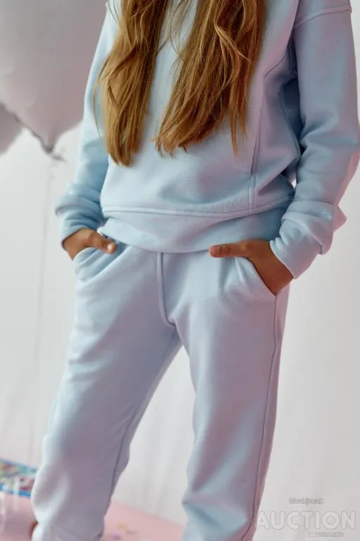 Дитячий костюм худі та джогери для дівчинки колір світло блакитний Де купити