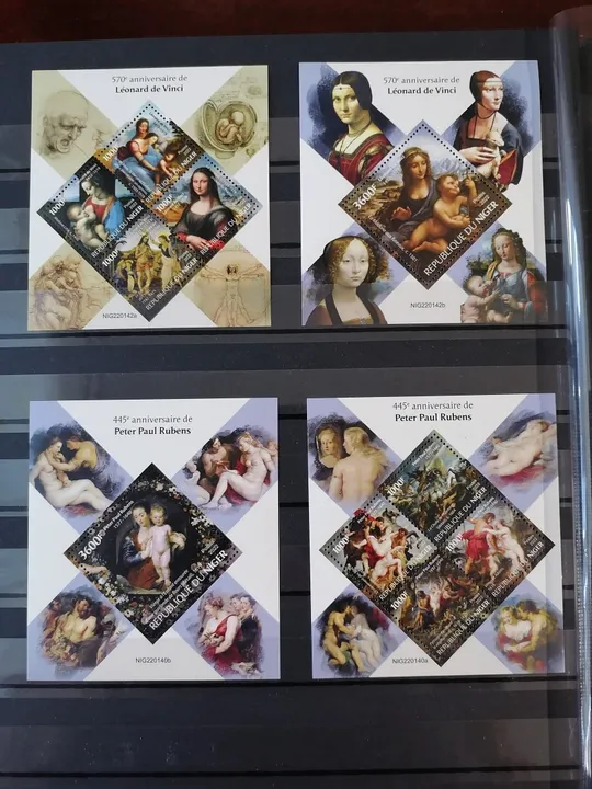 Нигер-Рубенс и Леонардо да Винчи -2022.Чистые полные 2 комплекта-2 Блока+2 М/Листа.MNH. Ціна