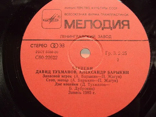 Пластинка мелодия Давид Тухманов и Александр Барыкин Ступени диаметр 30 см №15393МЯ Торговий майданчик