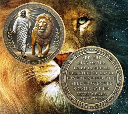 фото, Сувенірна монета "Ісус і Лев".