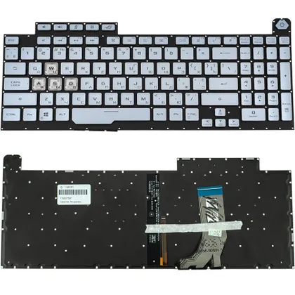 фото, Клавиатура для ноутбука ASUS (G731GD, G731GT, G731GU) ukr, серебристый, без рамки, подсветка клавиш (RGB 1) (ОРИГИНАЛ)