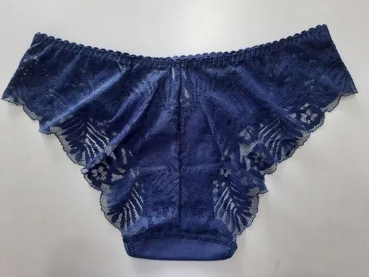 Купити Мереживні трусики Афина 003 середня лінія талії бавовна темно-сині M