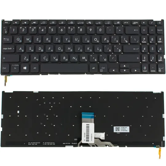Клавіатура для ноутбука ASUS (X509 series) rus, black, без фрейму, підсвічування клавіш (оригінал) Ціна