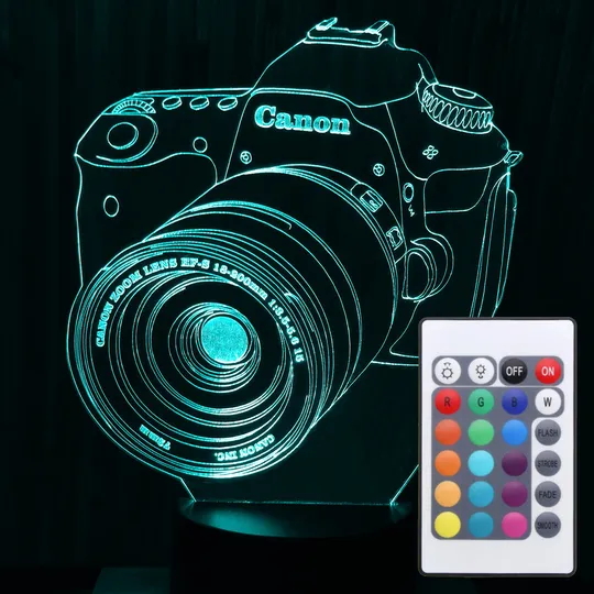 Акриловий світильник-нічник з пультом 16 кольорів фотоапарат tty-n000028 Ціна