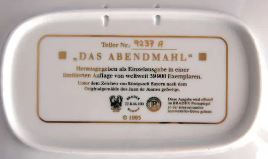 Ікона на порцеляні Тайна Вечеря 1995 г Germany 9237 Характеристики