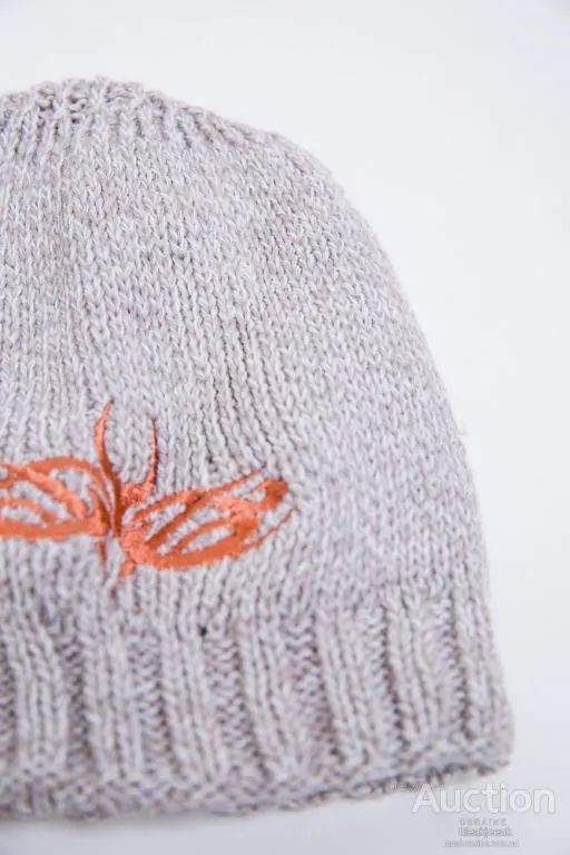 Детская шапка, бежево-терракотового цвета с вышивкой, 167R7778-1 З аукціону