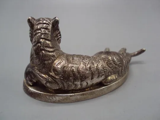 Фигура статуэтка тигр серебро 925 проба Киевский ювелирный завод вес 175,96 г высота 4,5 см №13214 Недорого