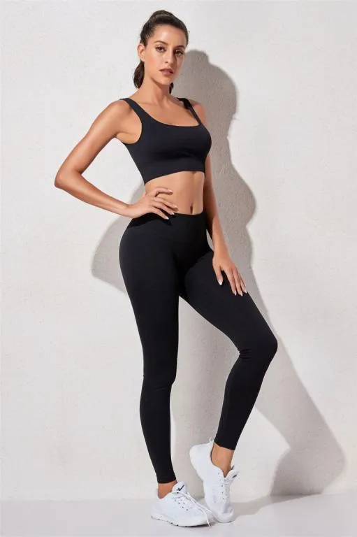 Комплект для фитнеса топ и леггинсы 11816 L черный Де купити
