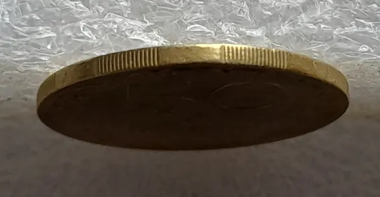 (7922) 50 копійок 1992 1БАм гарний облой на канті аверса зліва, роздвоєний кант (50 копеек 1992 брак) 1БАд Недорого