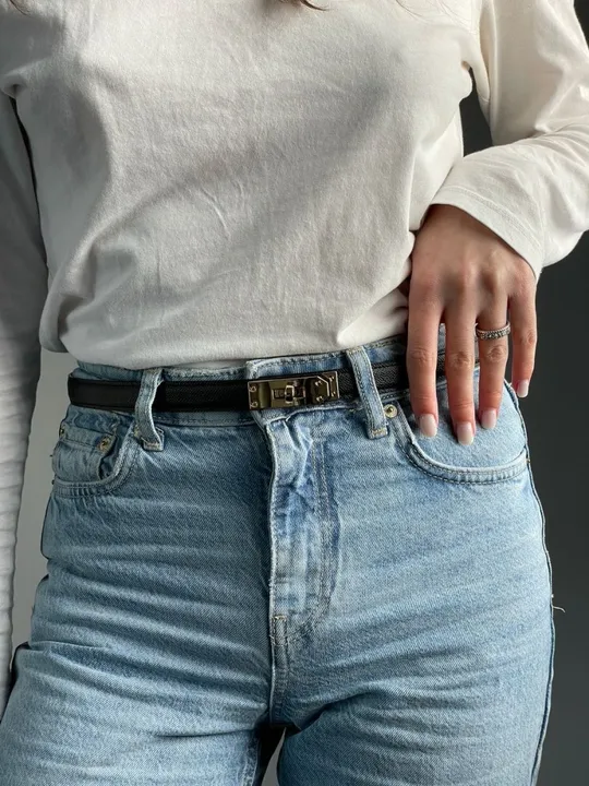 Ремінець жіночий Hermes Kelly 18 Belt Black Leather  66139 Де купити