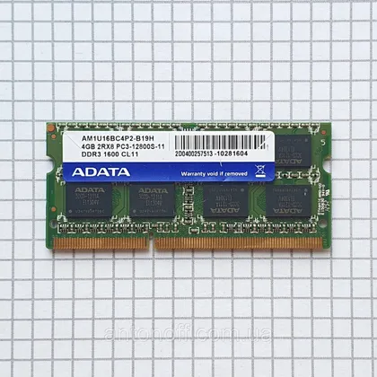 фото, Модуль пам'яті ADATA 4GB 2RX8 PC3-12800S-11 (DDR3) AM1U16BC4P2-B19H для ноутбука