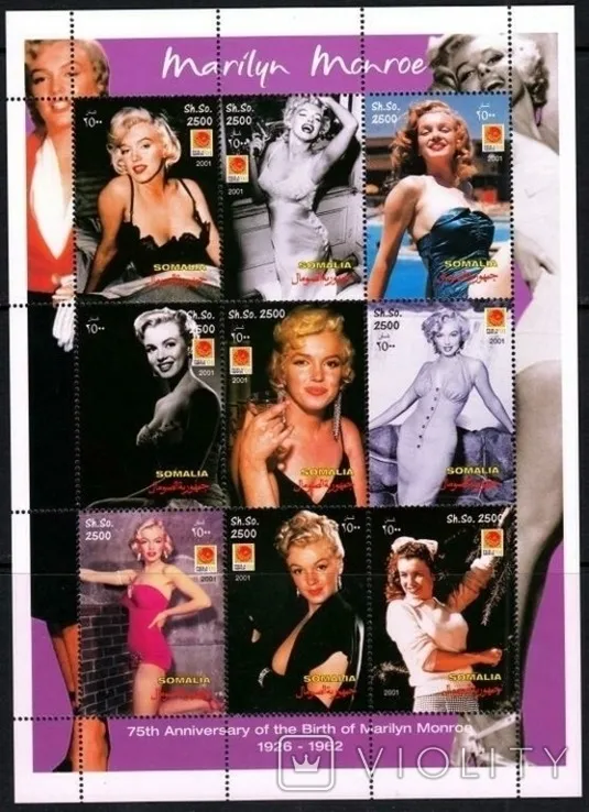 Сомалі 2001 актори кіно кумири співаки співачки особистості моделі Мерілін Монро MNH ** Ціна