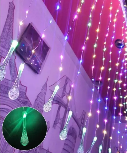 Светодиодная гирлянда штора &quot;Роса с кристалом&quot; 3x2м, 600 LED, 15 нитей, 220В, 8 режимов Ціна