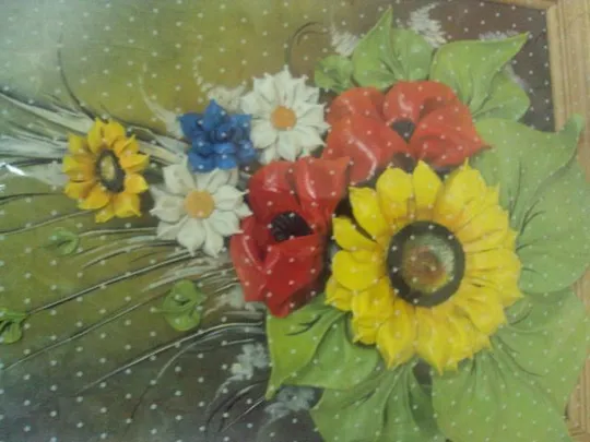 картина подарочная кожанная цветы украины 50х70 №4181 З аукціону